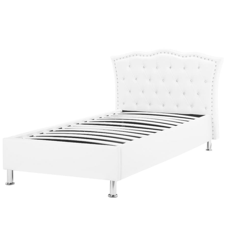 Bett mit Stauraum Kunstleder METZ 90 x 200 cm Weiss