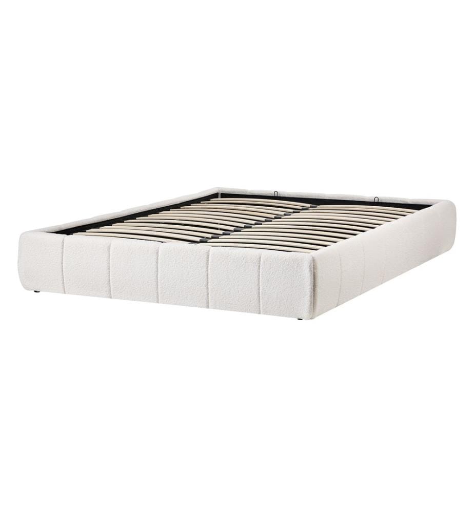 Lit ottoman sans tête de lit Bouclé GENAS 140 x 200 cm Blanc cassé