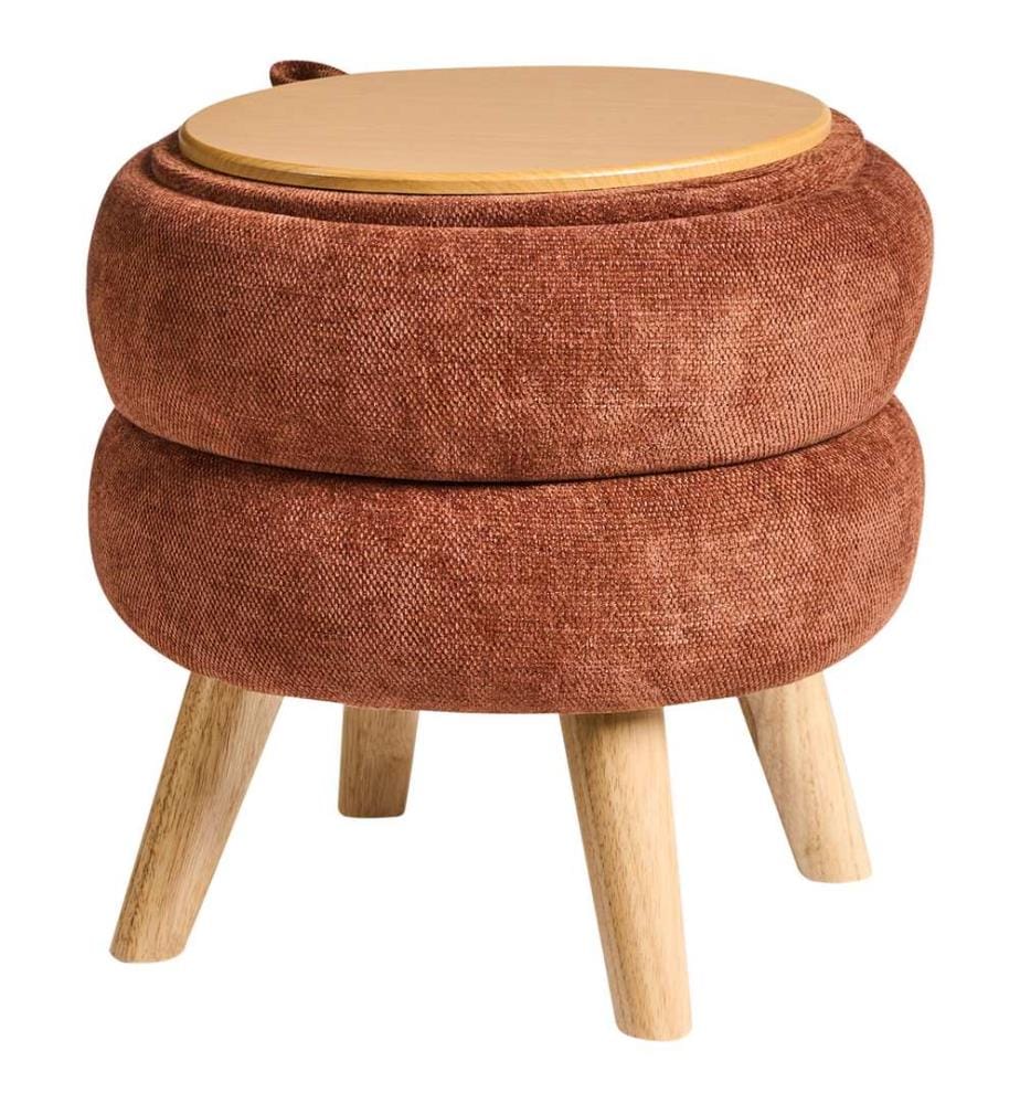 Pouf mit Stauraum HAWLEY Chenillegewebe Goldbraun
