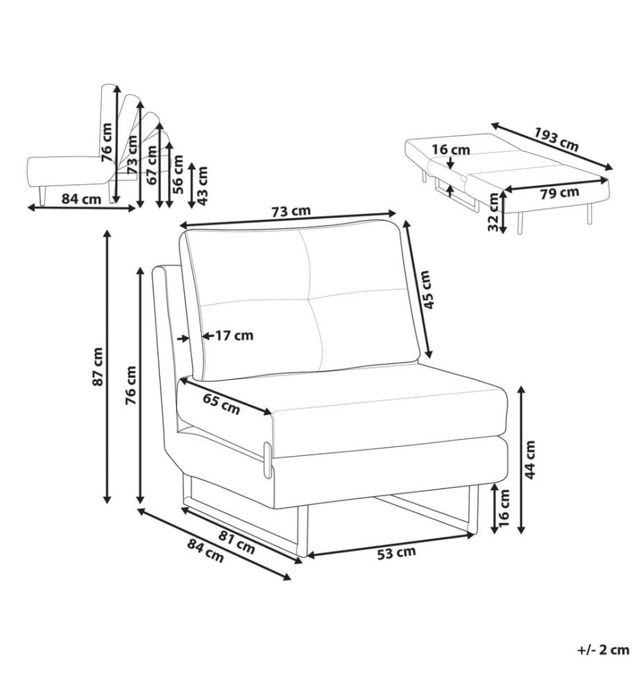 Single Sofa Bed JERSLEV Fabric Blue