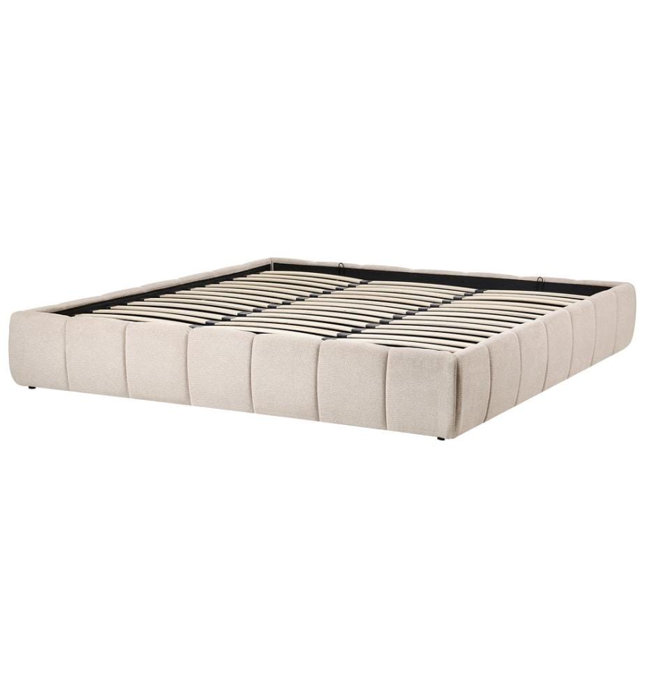 Lit ottoman sans tête de lit Tissu GENAS 180 x 200 cm Beige clair