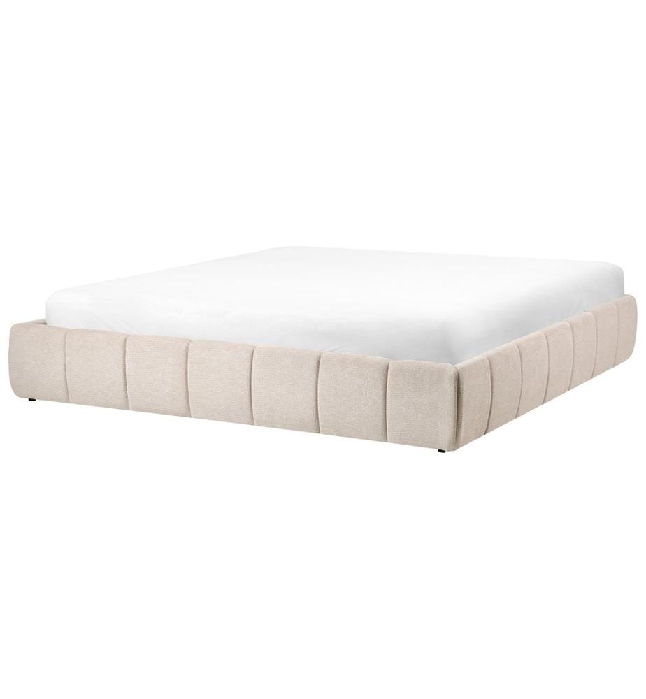 Lit ottoman sans tête de lit Tissu GENAS 180 x 200 cm Beige clair