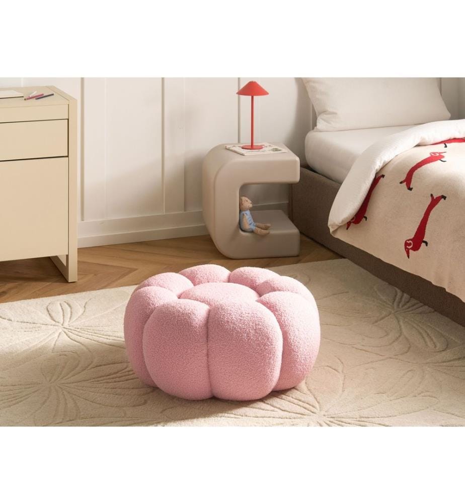 Pouf BEAUFORT Bouclé Rose