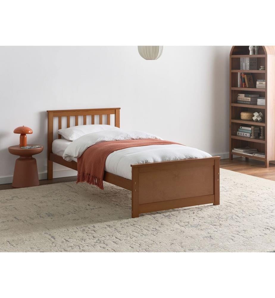 Lit avec sommier Bois de pin OLENDON 90 x 200 cm Marron