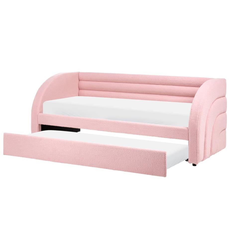 Lit gigogne Bouclé ALBIAC 90 x 200 cm Rose pastel