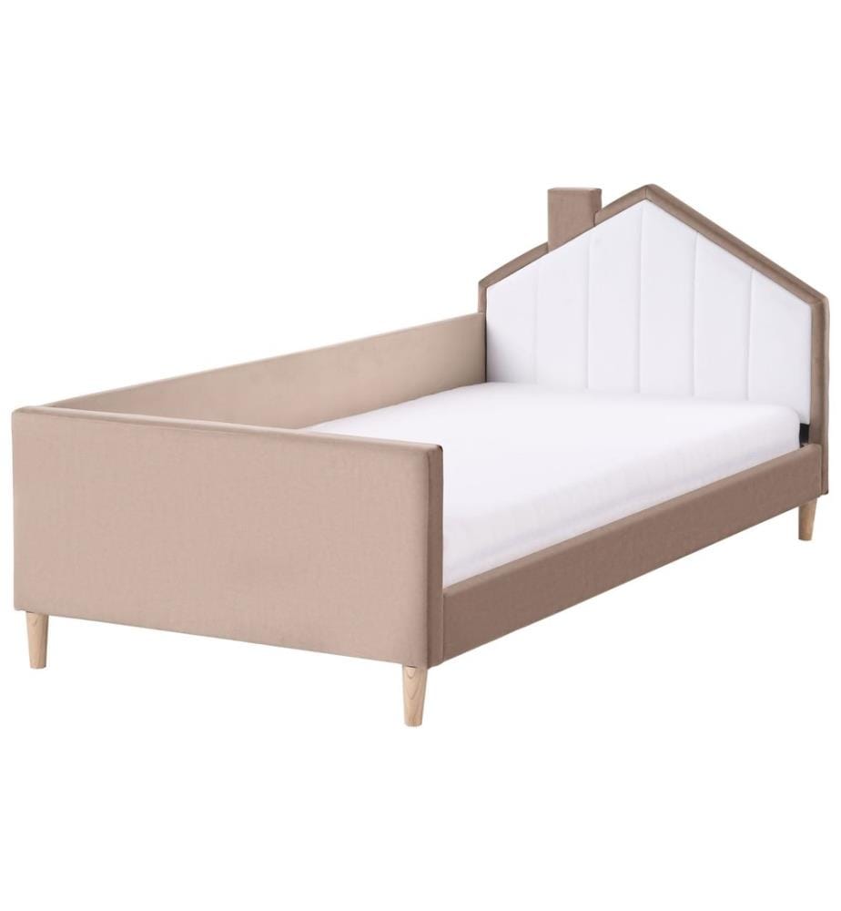 Lit d'enfant Maison Velours KERVAN 90 x 200 cm Marron clair