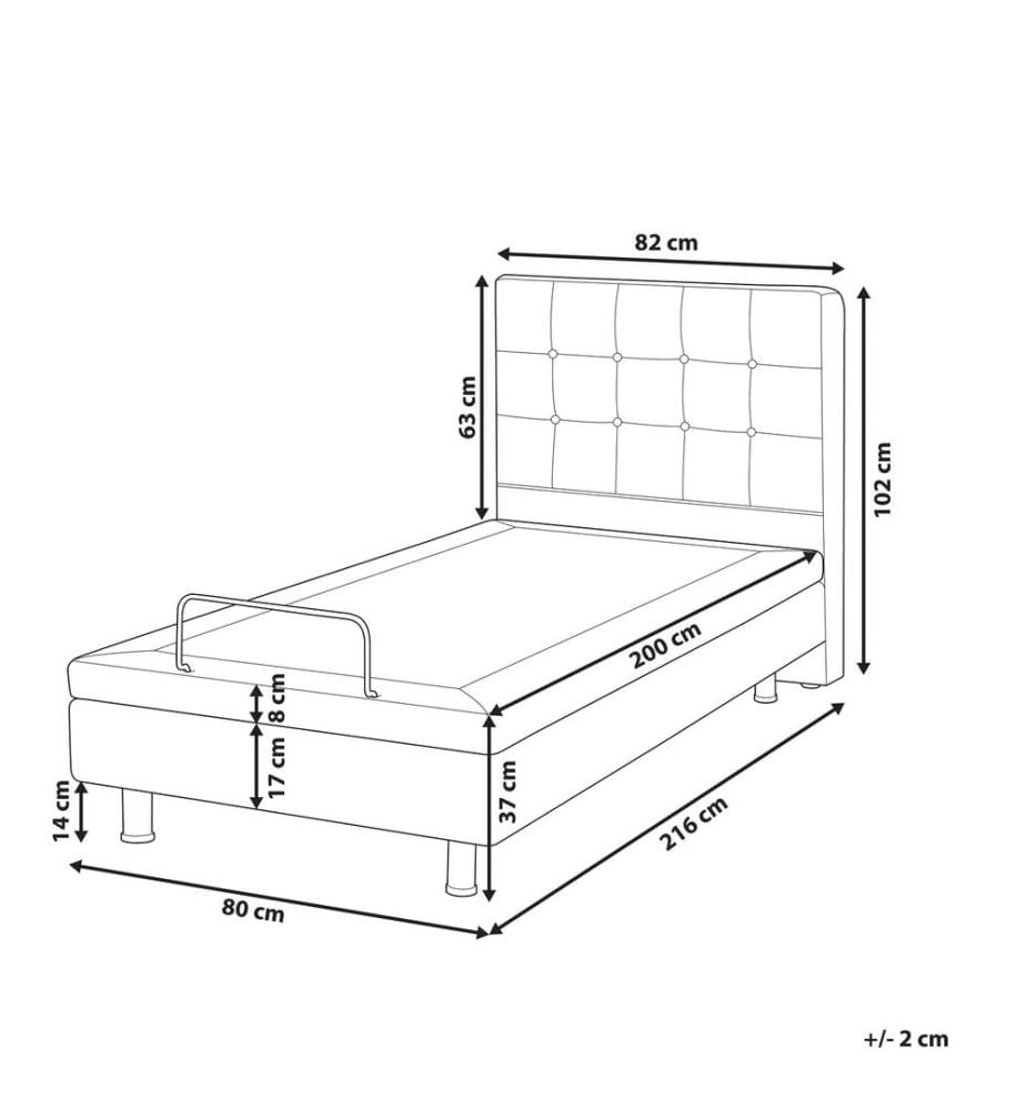Lit réglable Bouclé DUKE 80 x 200 cm Blanc cassé