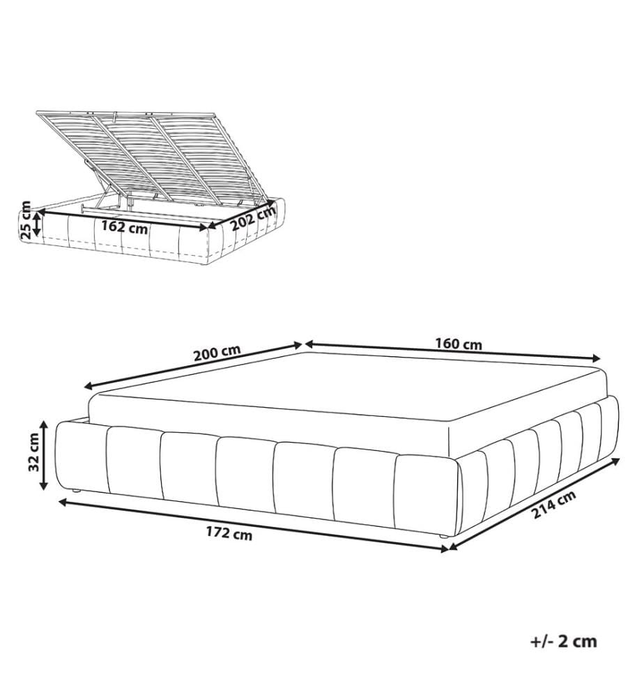 Lit ottoman sans tête de lit Tissu GENAS 160 x 200 cm Beige