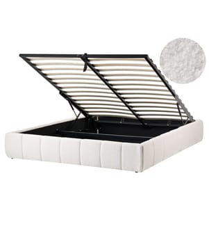 Letto con ottomano senza testata Bouclé GENAS 160 x 200 cm Bianco sporco