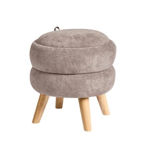 Pouf de rangement HAWLEY Tissu chenille Taupe