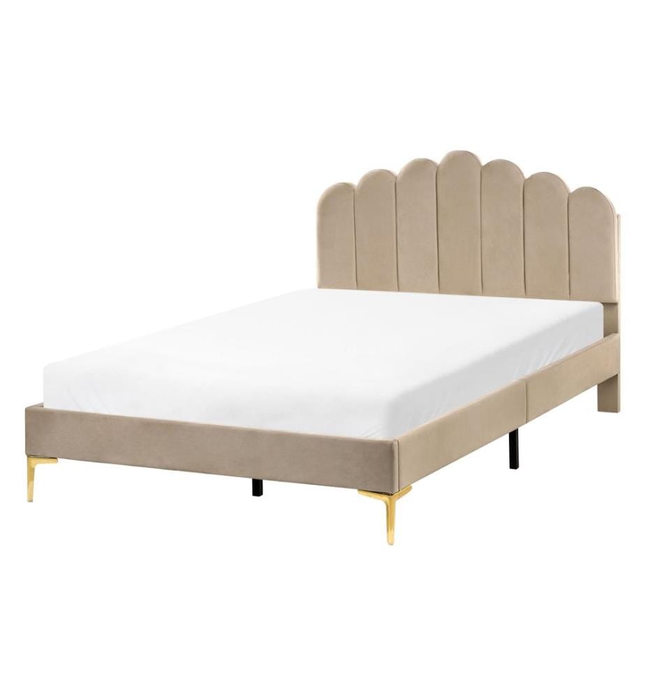 Lit avec sommier Velours SAUVIAN 120 x 200 cm Taupe