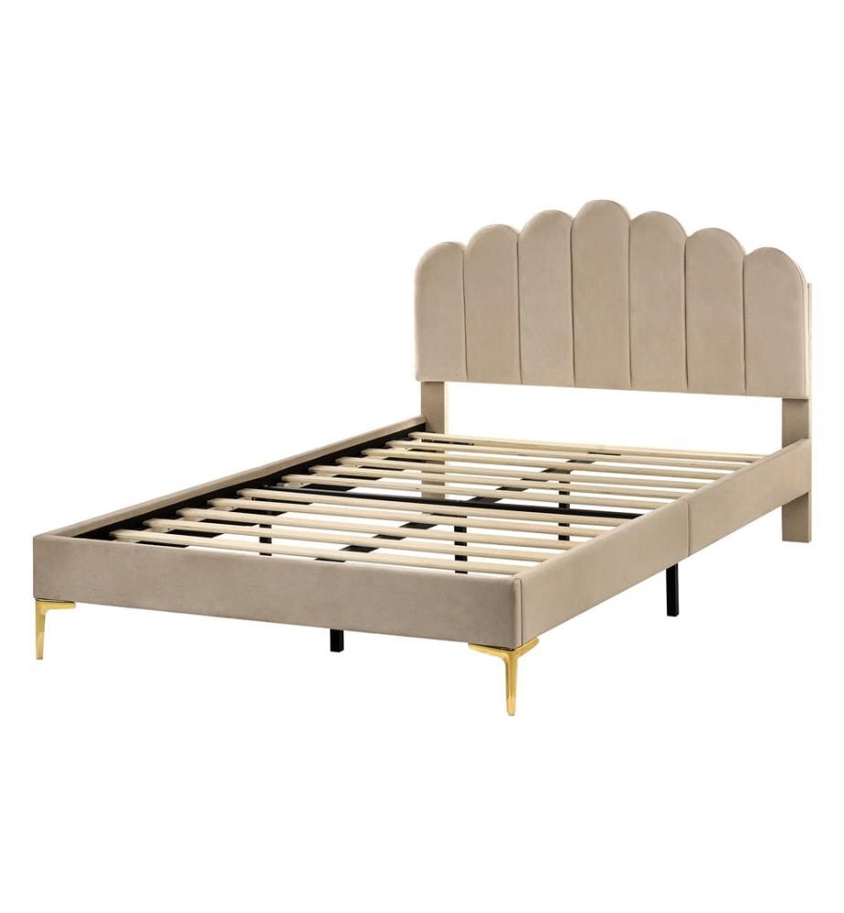 Lit avec sommier Velours SAUVIAN 120 x 200 cm Taupe