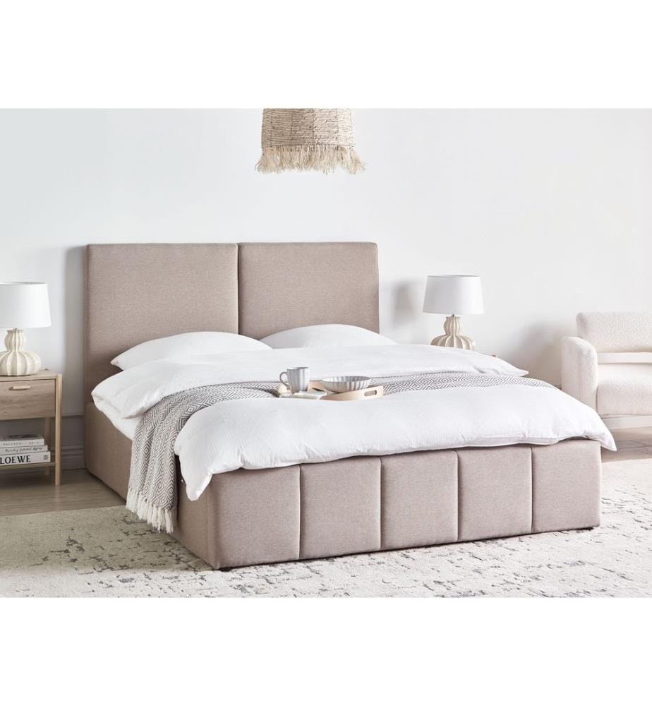 Lit ottoman Tissu CASTELNAVET 160 x 200 cm Taupe