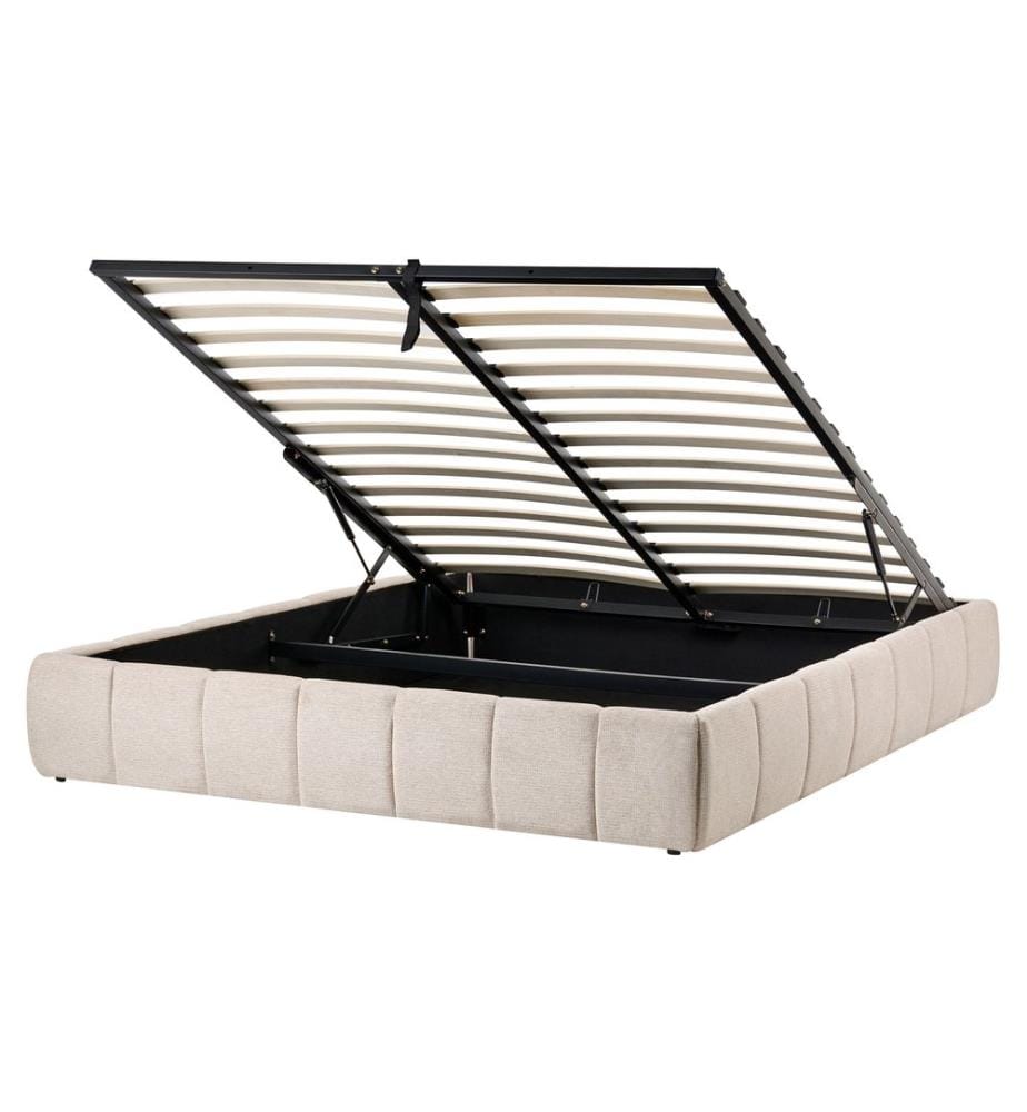 Lit ottoman sans tête de lit Tissu GENAS 160 x 200 cm Beige clair