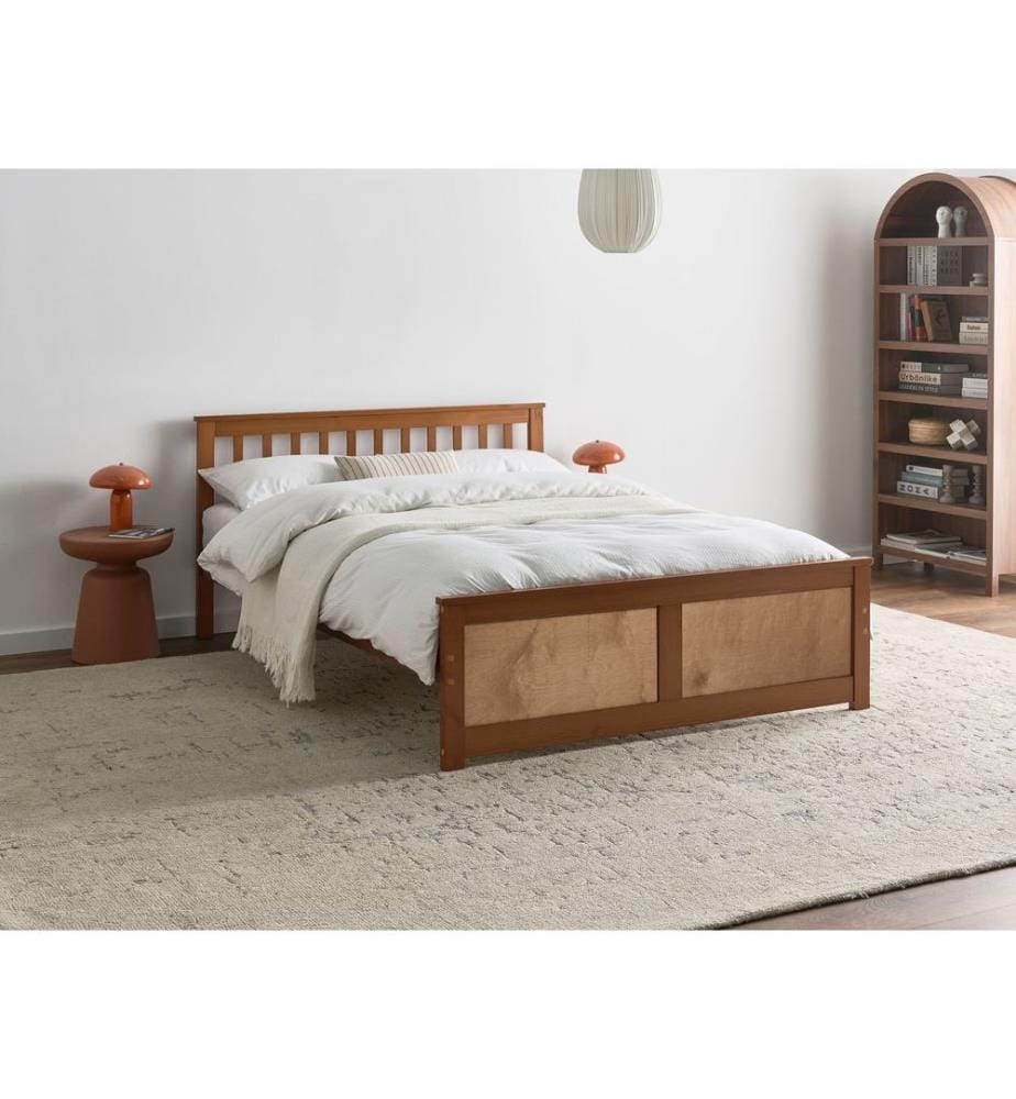 Lit avec sommier Bois de pin OLENDON 140 x 200 cm Marron