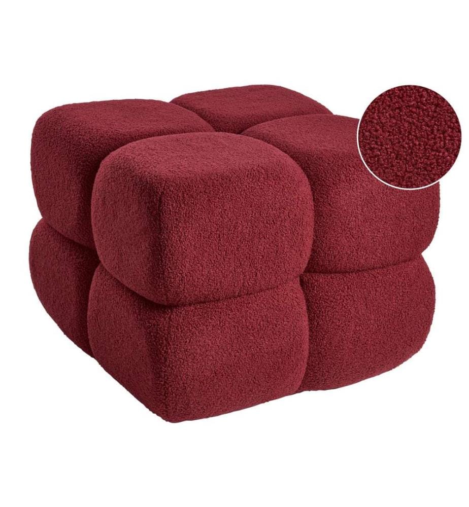 Pouf CALIENTE Bouclé Dunkelrot