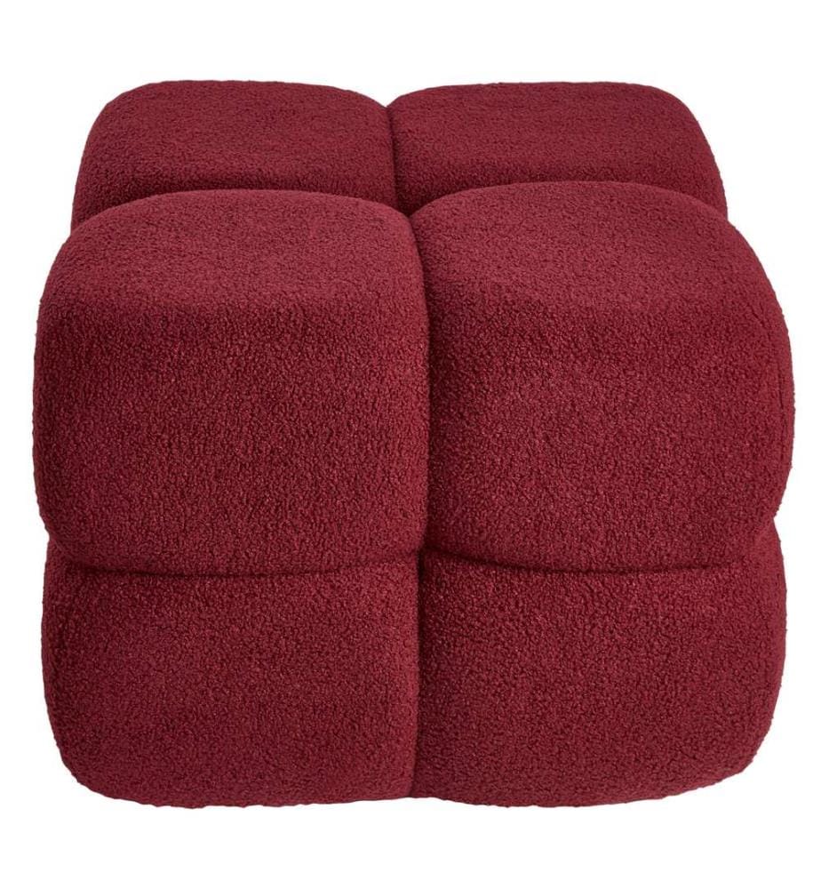 Pouf CALIENTE Bouclé Dunkelrot
