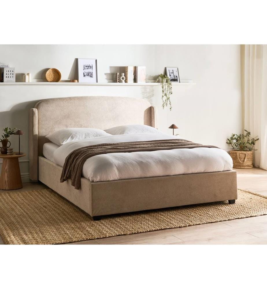 Lit ottoman Tissu BERNAY 160 x 200 cm Taupe