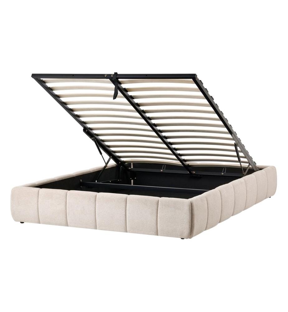 Lit ottoman sans tête de lit Tissu GENAS 140 x 200 cm Beige clair