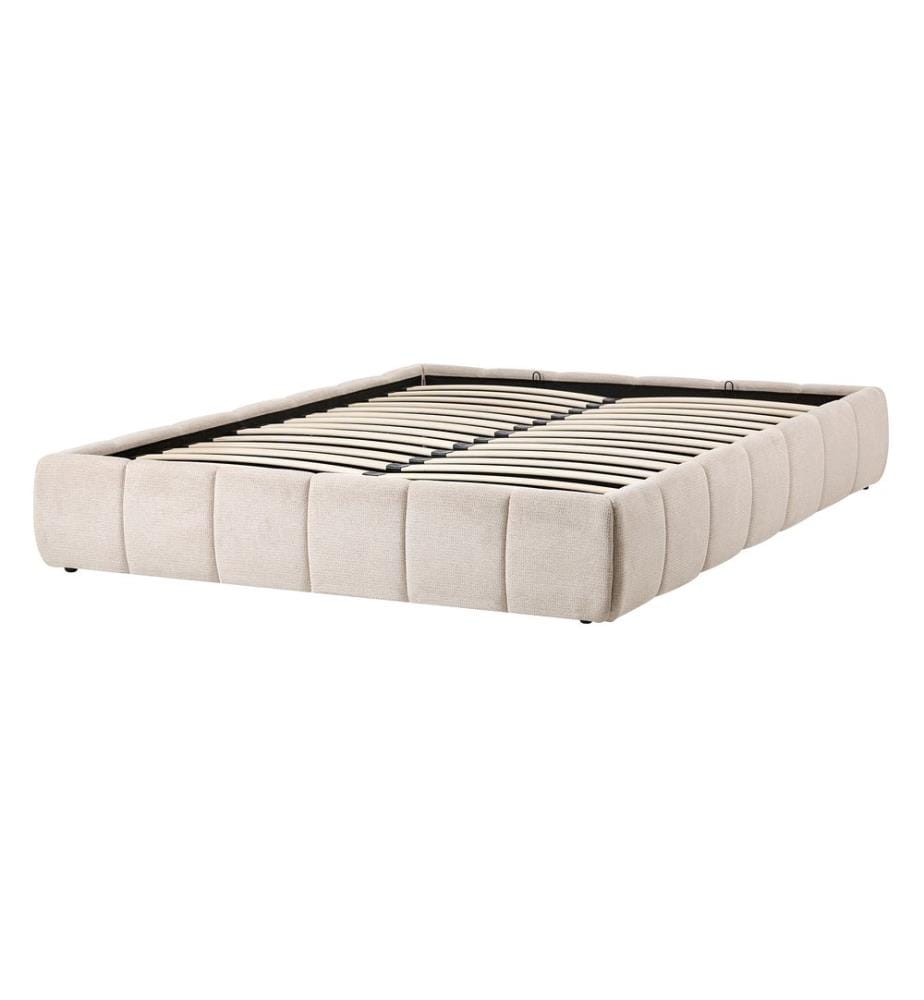 Lit ottoman sans tête de lit Tissu GENAS 140 x 200 cm Beige clair