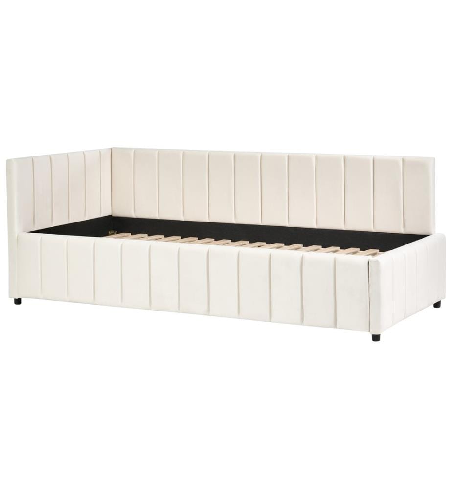 Lit de jour Velours LISIEUX 90 x 200 cm Blanc cassé