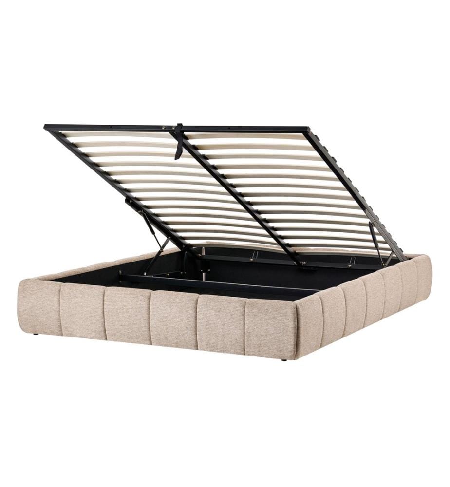 Lit ottoman sans tête de lit Tissu GENAS 140 x 200 cm Beige