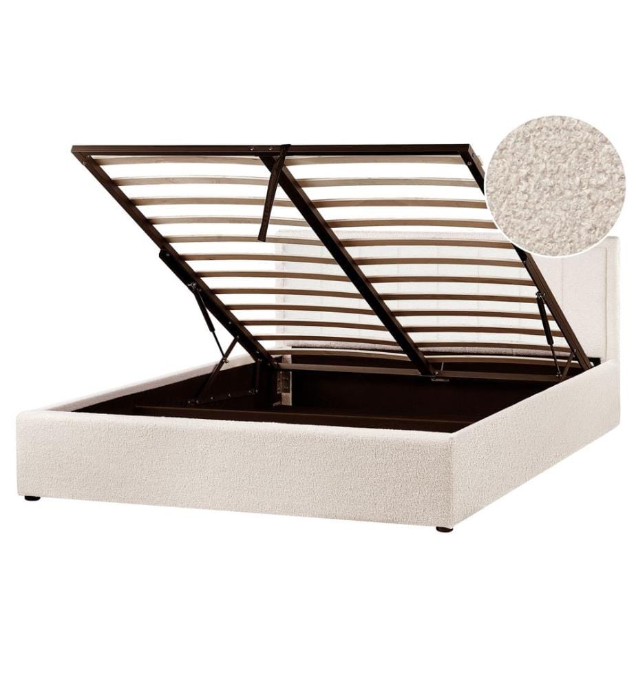 Lit ottoman Bouclé MONTLAUR 160 x 200 cm Beige