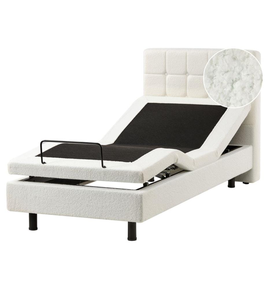 Lit réglable Bouclé DUKE 90 x 200 cm Blanc cassé