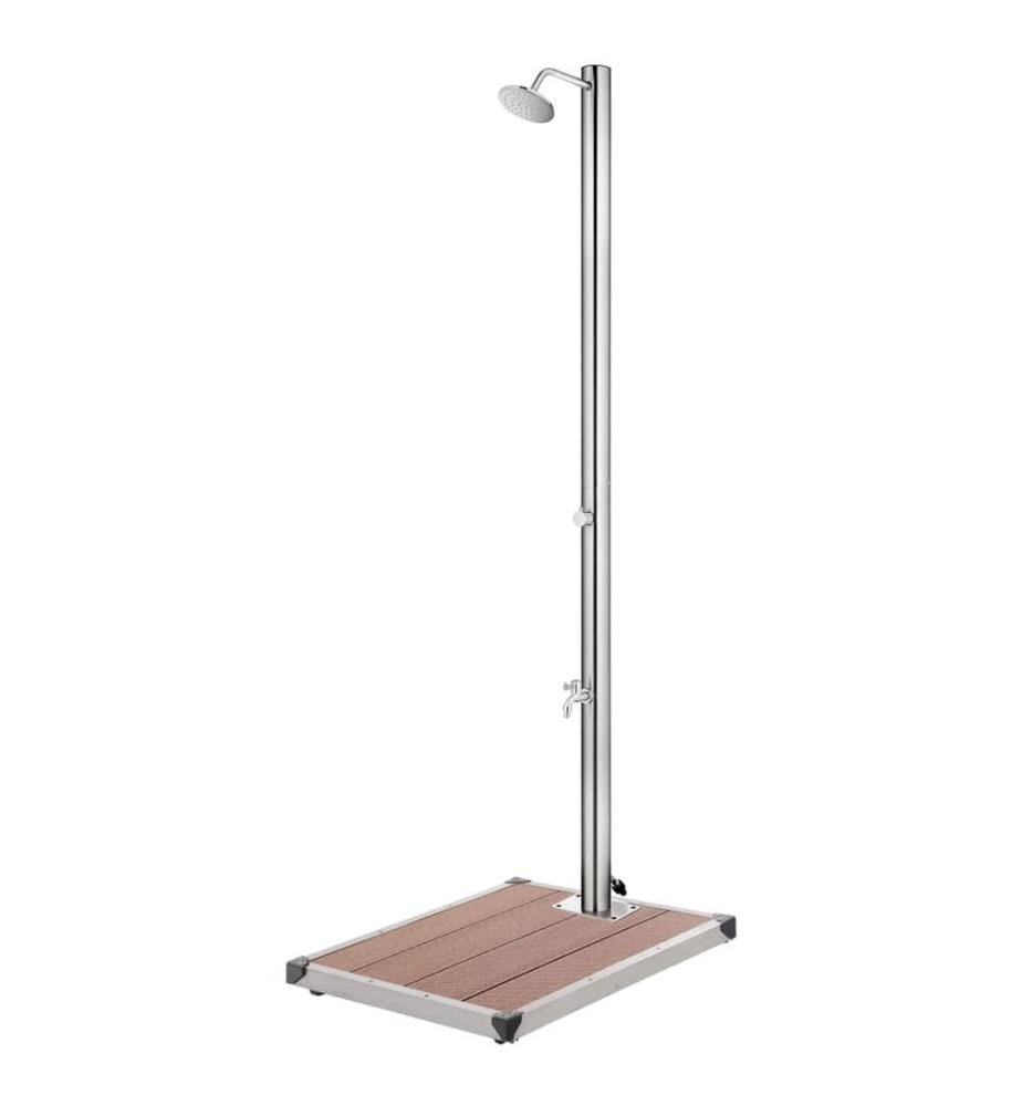 Gartendusche mit Brauner Bodenplatte 220 cm Edelstahl