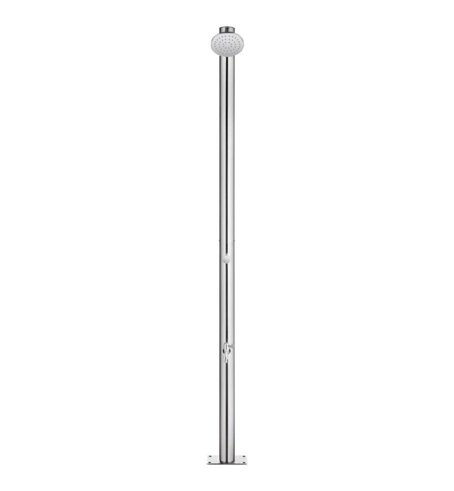 Gartendusche mit Brauner Bodenplatte 220 cm Edelstahl