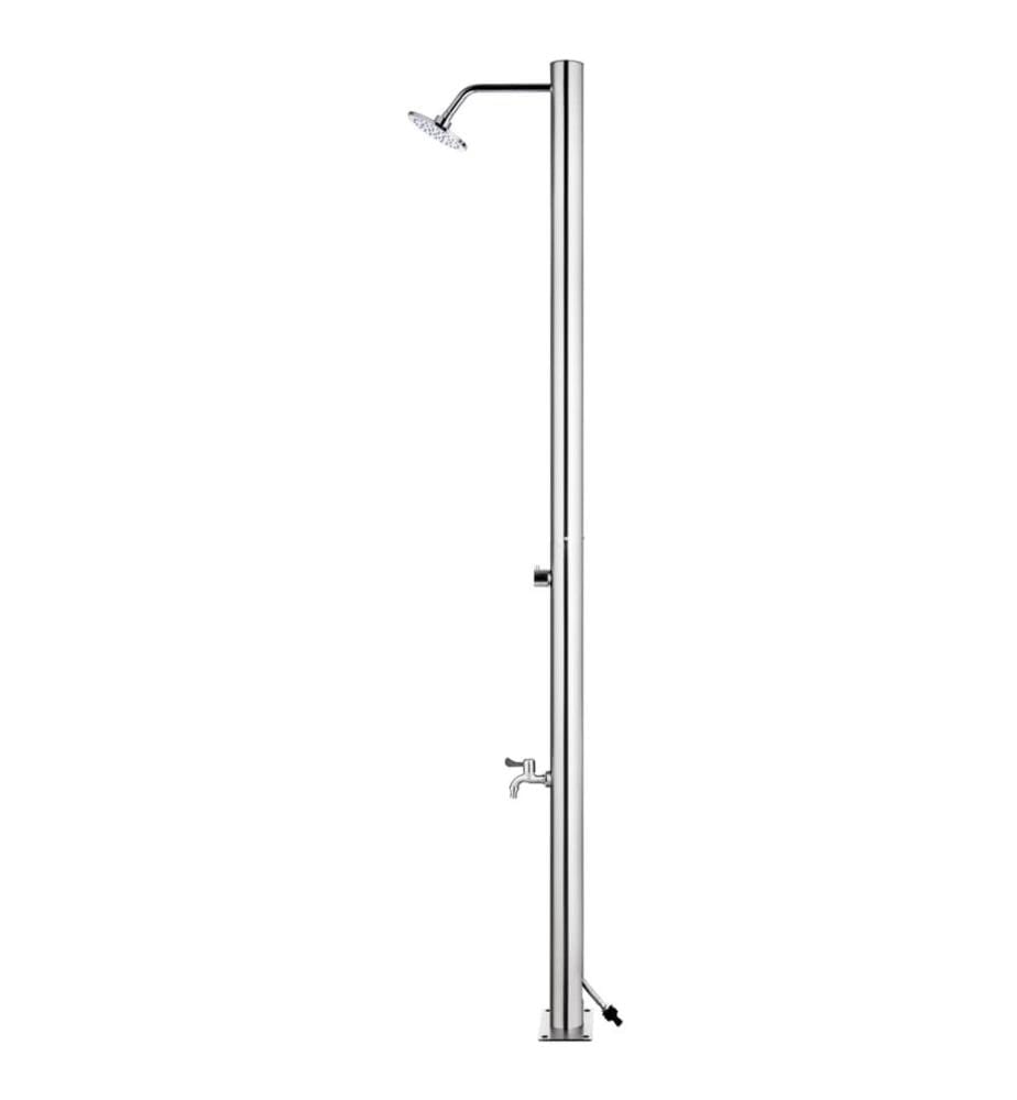 Gartendusche mit Brauner Bodenplatte 220 cm Edelstahl