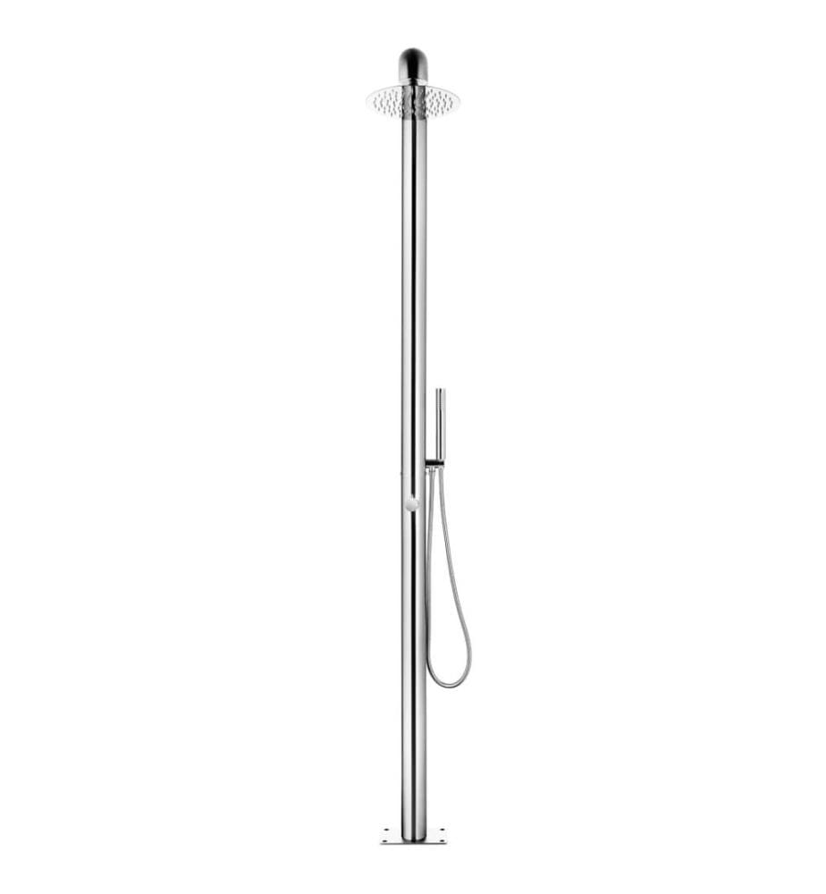 Gartendusche mit Brauner Bodenplatte 230 cm Edelstahl