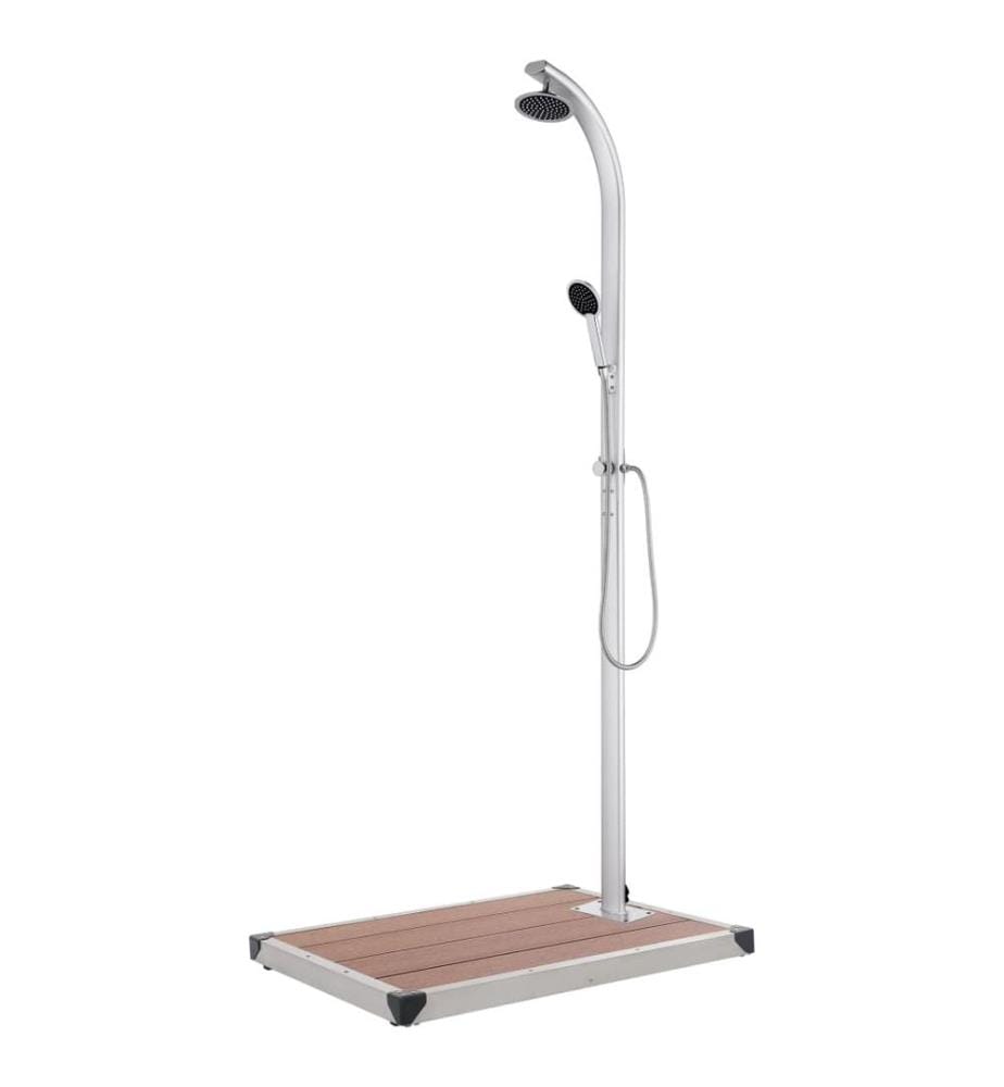 Gartendusche mit Brauner Bodenplatte 220 cm Aluminium