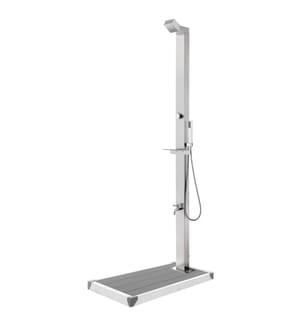 Gartendusche mit Grauer Bodenplatte 225 cm Edelstahl
