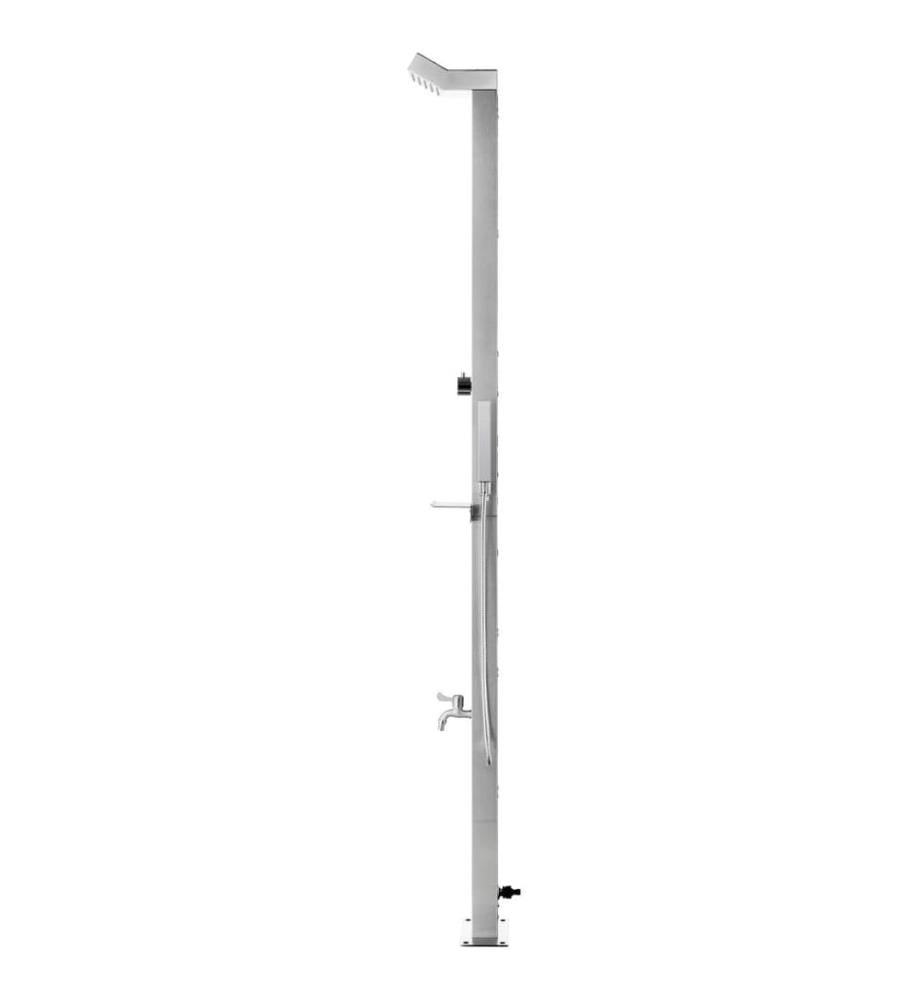 Gartendusche mit Grauer Bodenplatte 225 cm Edelstahl