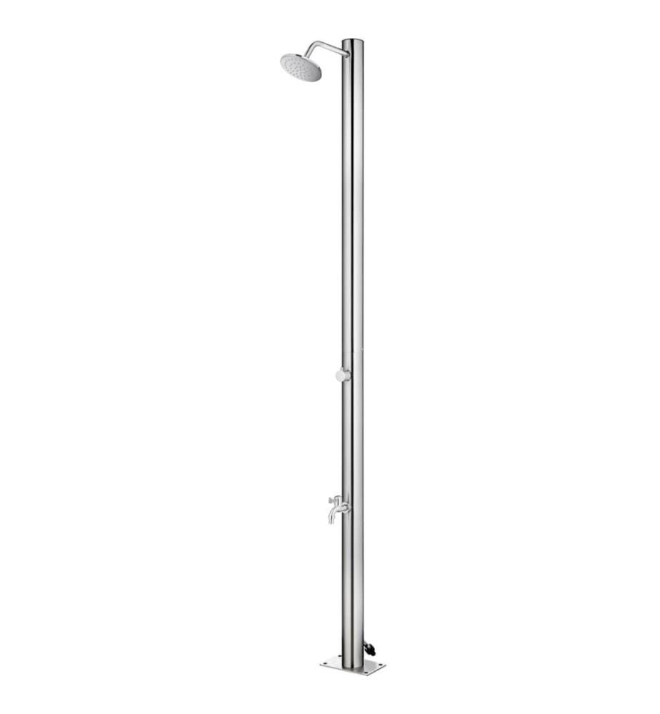 Gartendusche mit Grauer Bodenplatte 220 cm Edelstahl