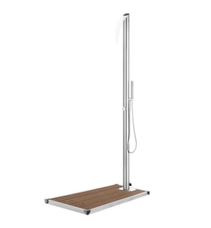 Douche de jardin avec base marron 225 cm Acier inoxydable