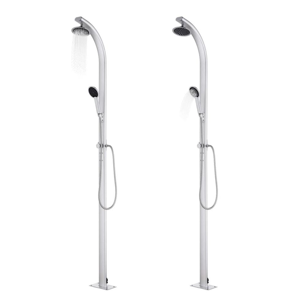 Gartendusche mit Grauer Bodenplatte 220 cm Aluminium