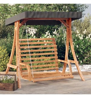 Hollywoodschaukel mit Dach Massivholz Fichte mit Teak-Finish