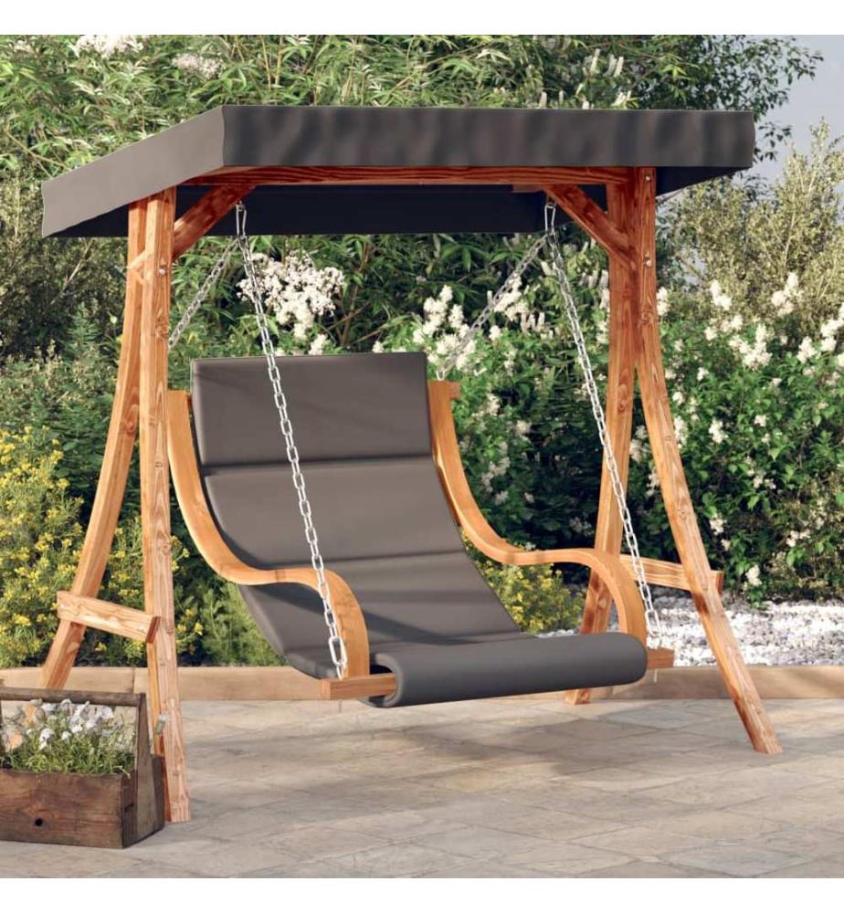 Chaise balançoire avec coussin et auvent bois massif d'épicéa