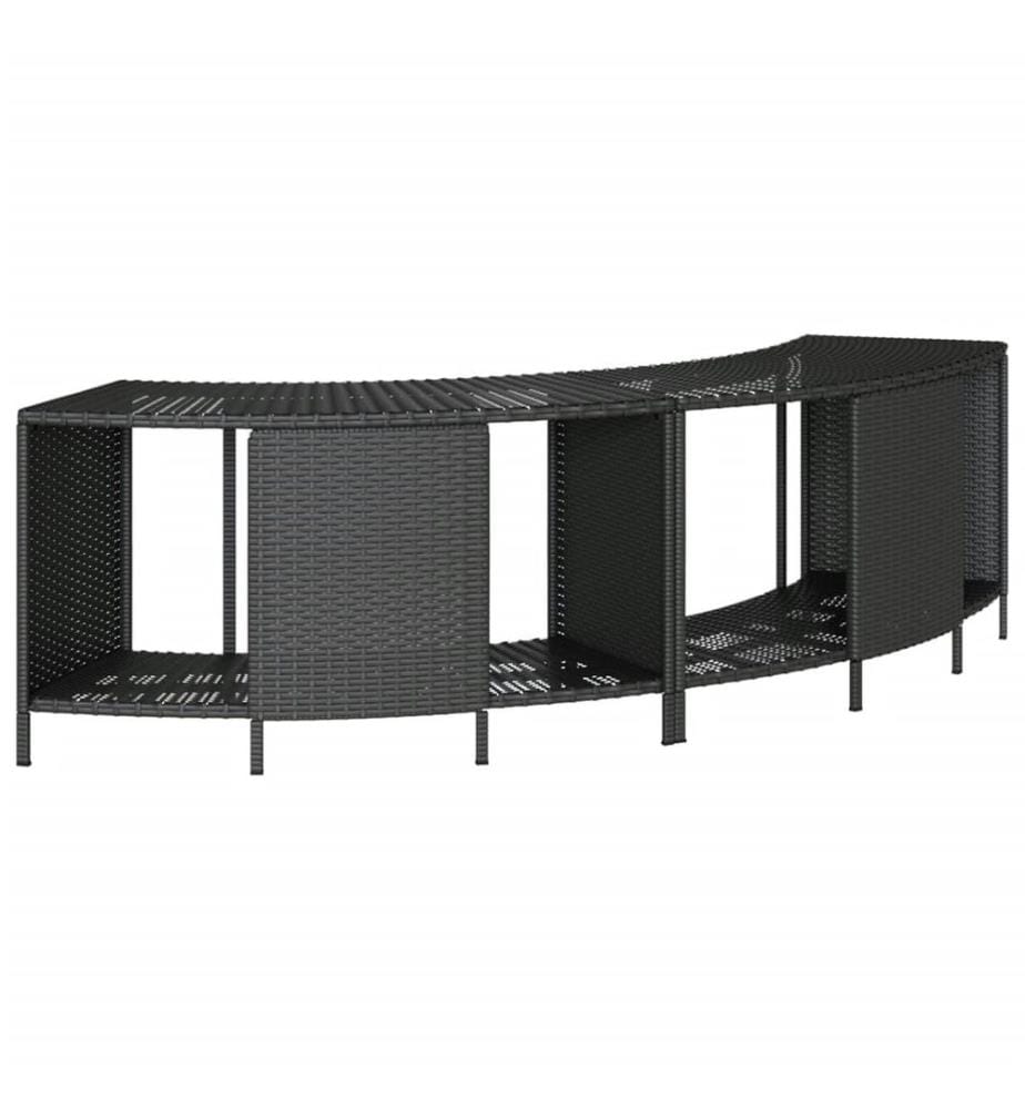 Whirlpool-Umrandung Schwarz Poly-Rattan und Massivholz Akazie