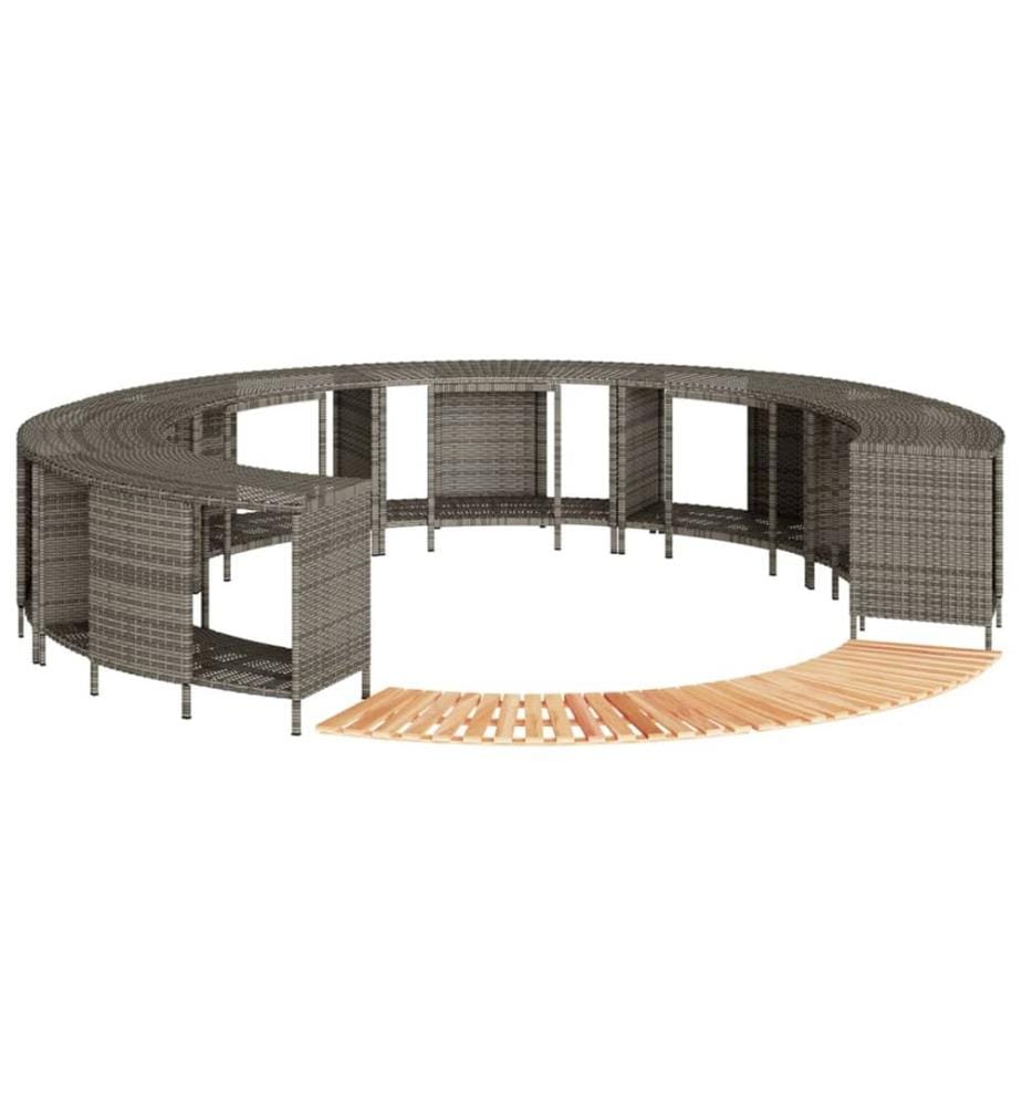 Whirlpool-Umrandung Grau Poly Rattan und Massivholz Akazie