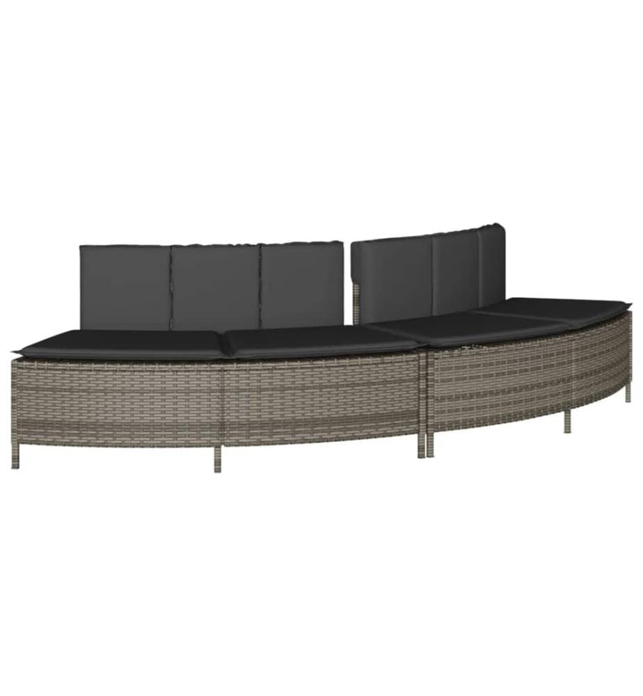 Whirlpool-Umrandung Grau Poly Rattan und Massivholz Akazie