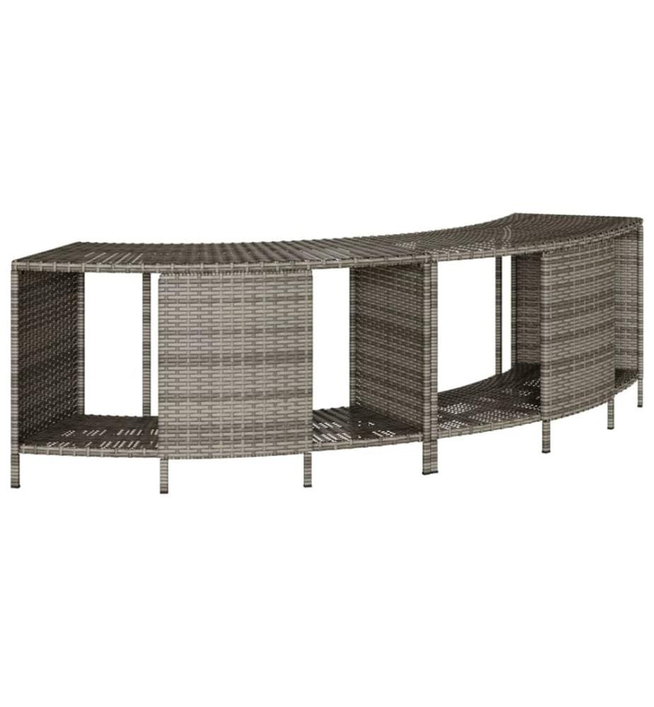 Whirlpool-Umrandung Grau Poly Rattan und Massivholz Akazie