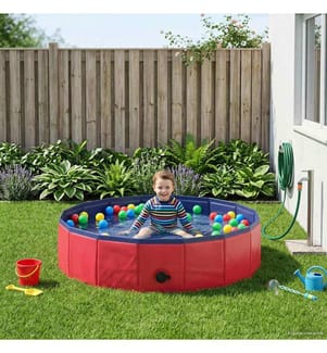 Faltbares Hundeschwimmbecken Rot 80 x 80 x 20 cm PVC