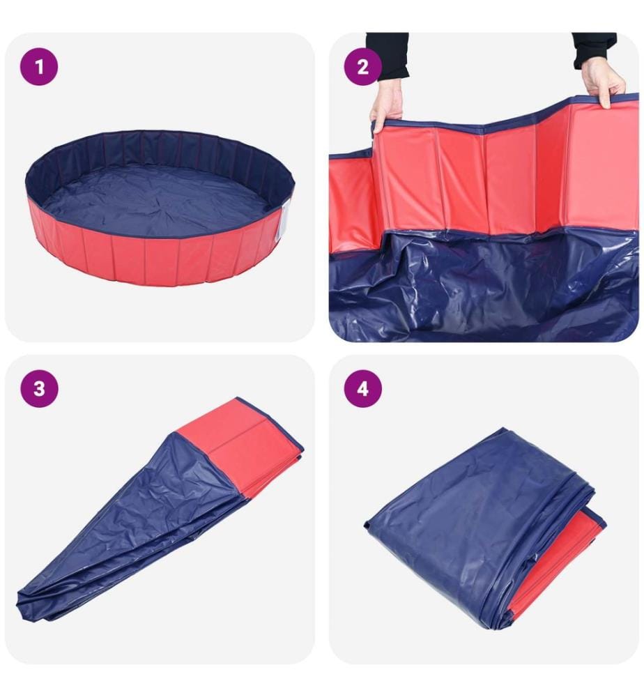 Piscine de nage pliable pour chien Rouge et bleu PVC