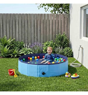 Faltbares Hundeschwimmbecken Blau 80 x 80 x 20 cm PVC