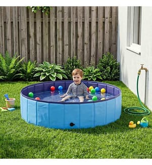 Faltbares Hundeschwimmbecken Blau 120 x 120 x 30 cm PVC