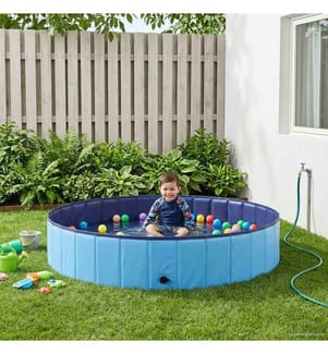 Faltbares Hundeschwimmbecken Blau 160 x 160 x 30 cm PVC