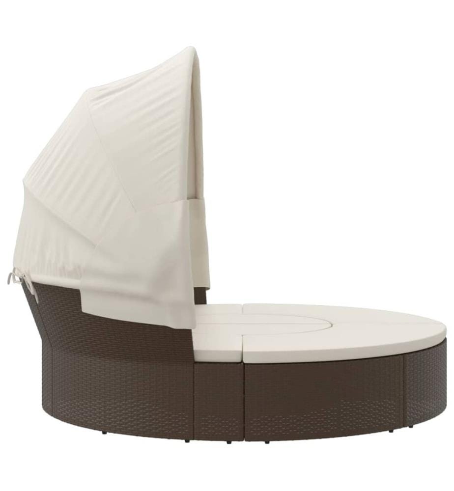 Sonneninsel mit Dach und Kissen Braun Poly Rattan